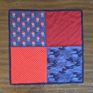 Daniel Cremieux Men's Red & Blue Patterned Pocket Square NWT 100% Silk